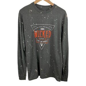 Southern Bliss Womens Size Medium Gray Long Sleeve Graphic Print T-shirt